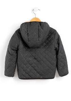Blouson sherpa réversible avec capuche noir fille