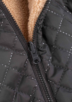 Blouson sherpa réversible avec capuche noir fille