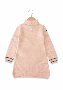 Robe tricot rose manches longues Fille