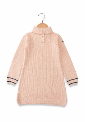 Robe tricot rose manches longues Fille