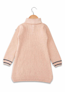 Robe tricot rose manches longues Fille