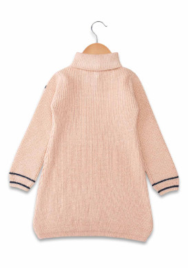 Robe tricot rose manches longues Fille