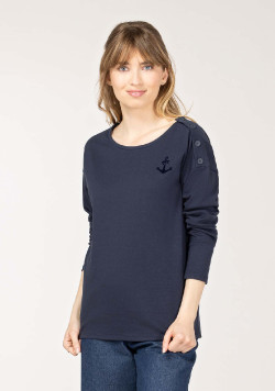 T-shirt Femme manches longues bleu marine