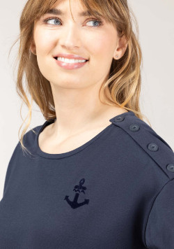 T-shirt Femme manches longues bleu marine
