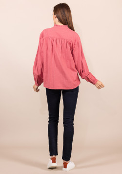 Chemise rose col montant Femme