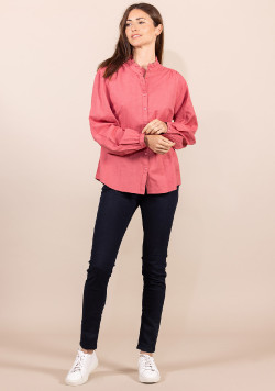 Chemise rose col montant Femme