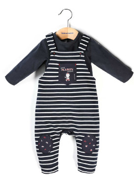 SALOPETTE LONGUE + HAUT MARINE RAYE NATUREL EDAXIME
