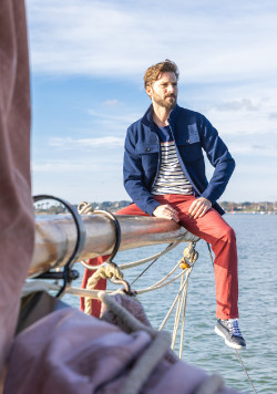 Veste bleu marine Homme en maille feutrée