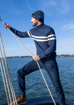 Pull camioneur bleu marine Homme