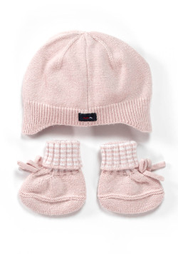 Ensemble rose Bébé bonnet + chaussons