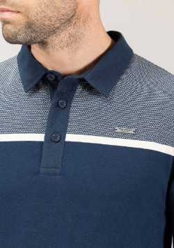 Polo manches longues bleu marine Homme