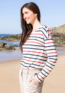 T-shirt manches longues Femme rayé multicolore