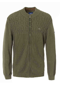 Gilet tricot reliefé kaki Homme