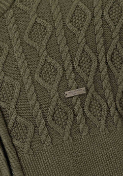 Gilet tricot reliefé kaki Homme