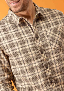 Chemise marron à carreaux Homme