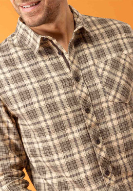Chemise marron à carreaux Homme Chemise marron à carreaux Homme