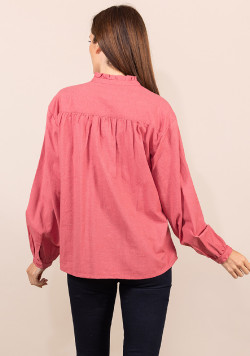 Chemise rose col montant Femme