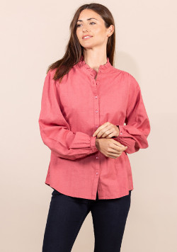 Chemise rose col montant Femme