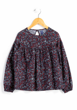 Blouse Fille manches longues imprimé rouge