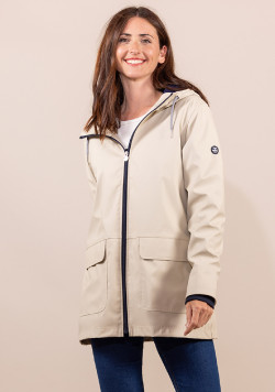 Ciré à capuche pour Femme beige mat