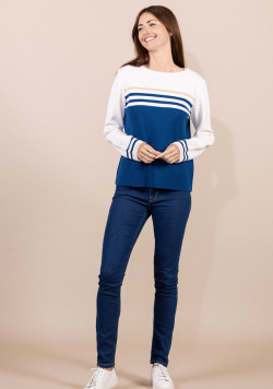 Pull en laine Made in France bleu Femme Kolette