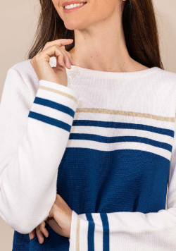 Pull en laine Made in France bleu Femme Kolette