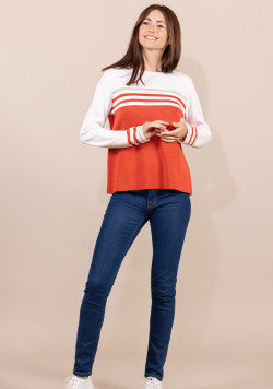 Pull orange Femme Made in France Kolette