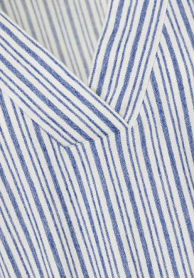 Robe col V Femme blanche rayures bleues