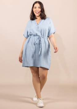 Robe en lyocell bleu Femme