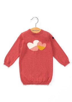 Robe pull tricot avec coeur Fille