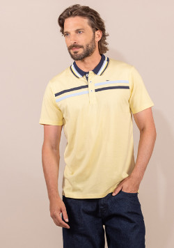 Polo jaune rayures poitrine Homme