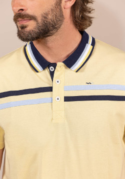 Polo jaune rayures poitrine Homme