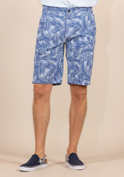 Bermuda Homme imprimé floral coton et lin