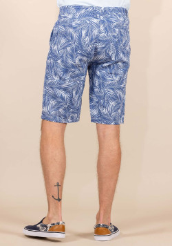 Bermuda Homme imprimé floral coton et lin