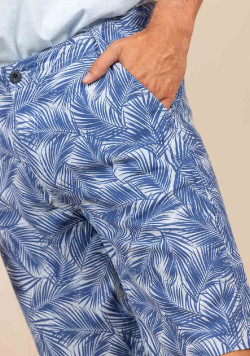 Bermuda Homme imprimé floral coton et lin