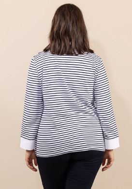 Polo rayé manches longues blanc Femme Polo rayé manches longues blanc Femme