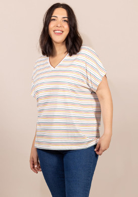 T-shirt rayé fils métallisés Femme T-shirt rayé fils métallisés Femme