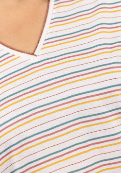 T-shirt rayé fils métallisés Femme