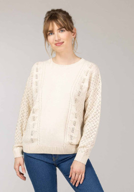 Pull ajouré grège Femme Pull ajouré grège Femme