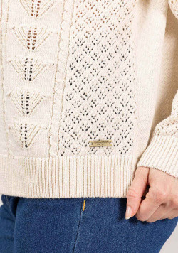 Pull ajouré grège Femme