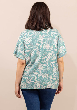 Chemise Femme manches courtes imprimé vert