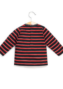 Marinière Bébé rouge/marine avec imprimé
