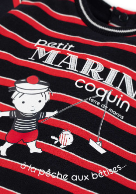Marinière Bébé rouge/marine avec imprimé Marinière Bébé rouge/marine avec imprimé