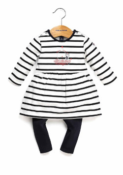 Ensemble Bébé robe rayée + legging