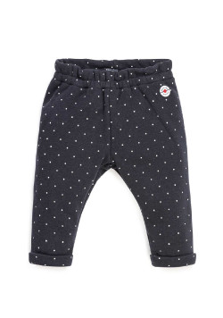 Patanlon bleu marine à pois blancs en molleton Bébé Fille 