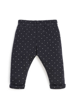 Patanlon bleu marine à pois blancs en molleton Bébé Fille 