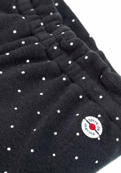 Patanlon bleu marine à pois blancs en molleton Bébé Fille 
