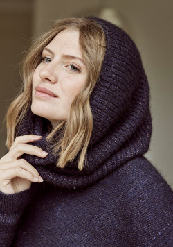 Snood en laine Made in France bleu marine Femme