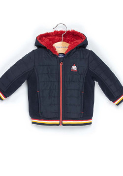 Doudoune à capuche doublée sherpa bleu marine Bébé