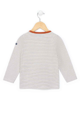 T-shirt imprimé manches longues rayé marron Garçon